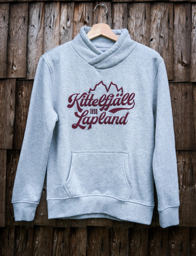 Kittelfjäll Limited Wrap Collar Hoodie Kids, Grey/Ruby Wine